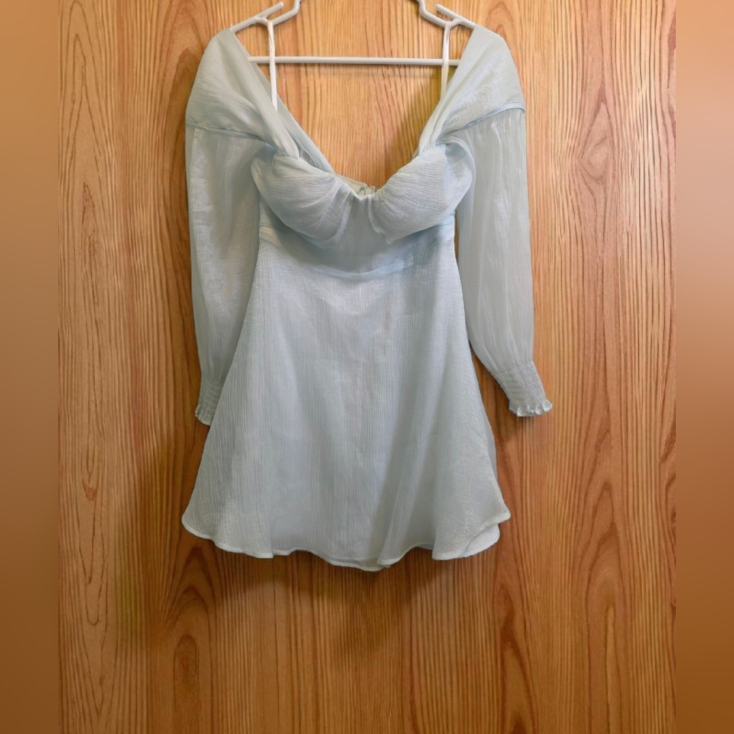 House Of Harlow X Revolve Burna Mini Dress Pale Blue Size M Nwt